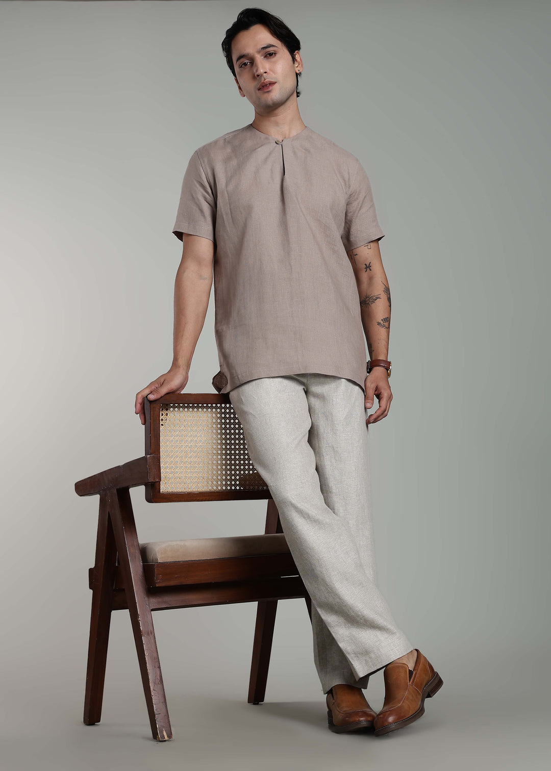 Alio - Pure Linen Relaxed T Shirt - Fawn Pink