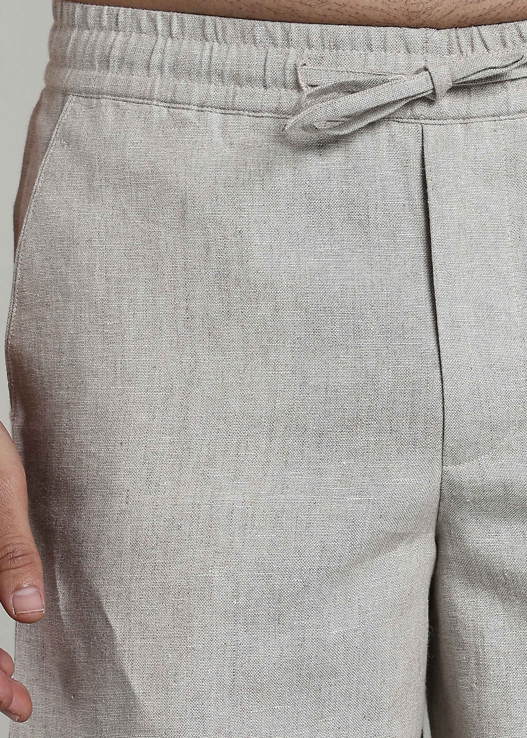 Cairo - Pure Linen Relaxed Fit Trousers with Elastic Waistband and Drawstring - Ecru