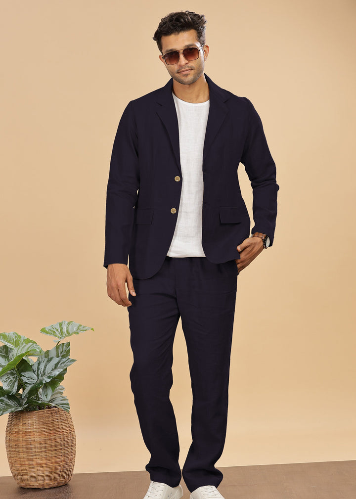 Wade - Deconstructed Pure Linen Jacket - Dusky Violet