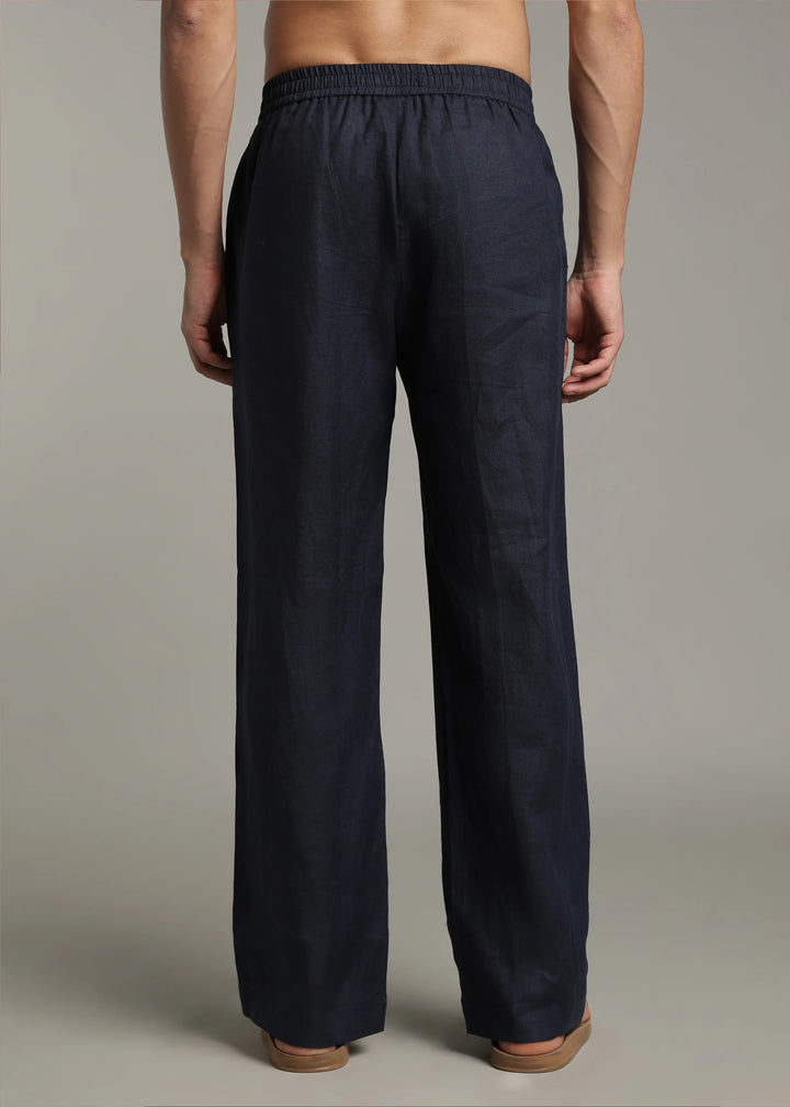 Roy -  Pure Linen Kurta 60 LEA Pants - Dark Blue