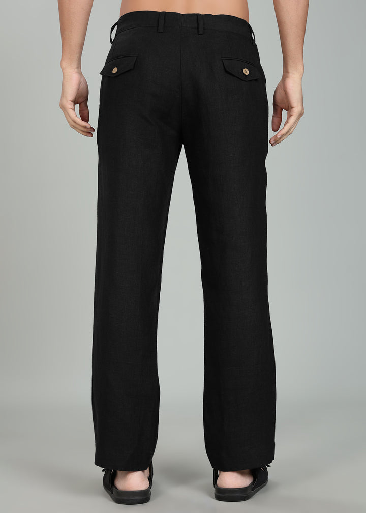 Ray Pants - Pure Linen Pants - Black