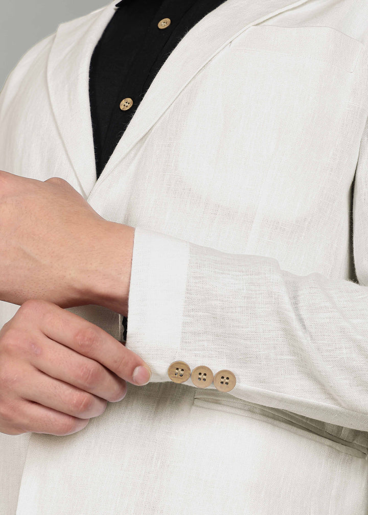 Otis - No Lining Jacket with Black Detailing - Ecru