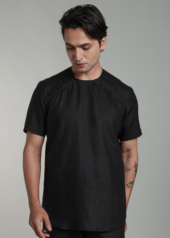 Kohl - Pure Linen Double Zip T-Shirt - Black