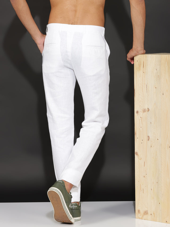 Blue Bliss Look | Sky Blue Harvey Linen Shirt & Pure White Trousers