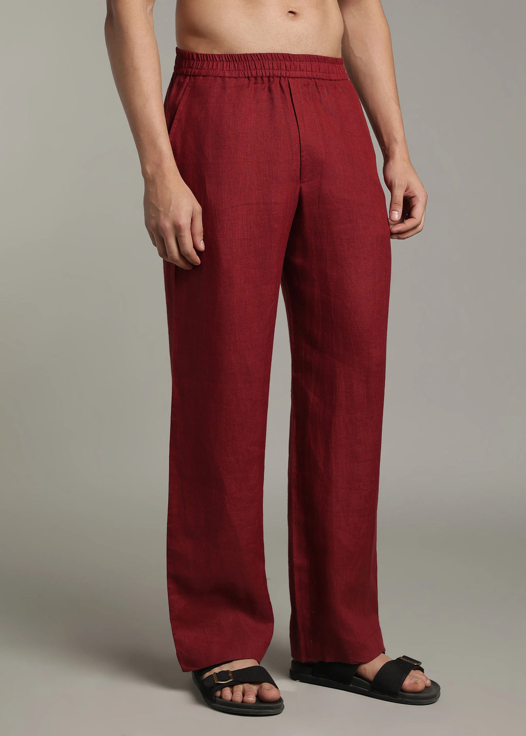 Palat - Pure Linen Kurta and Pant Co-ord Set - Red Wine