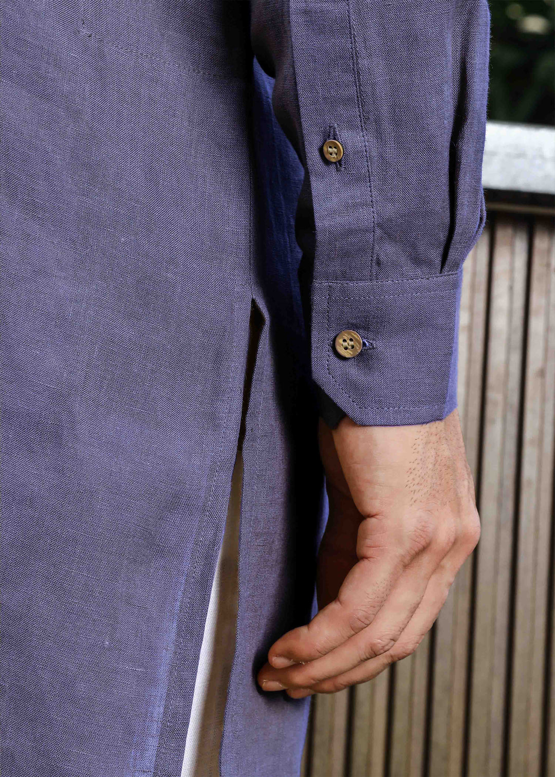 Yash Kurta - Pure Linen Kurta with Floral Embroidery | Lavender Violet