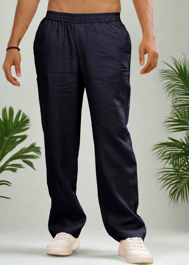 Breeze- Linen Casual Elastic Pants -  Regal Blue