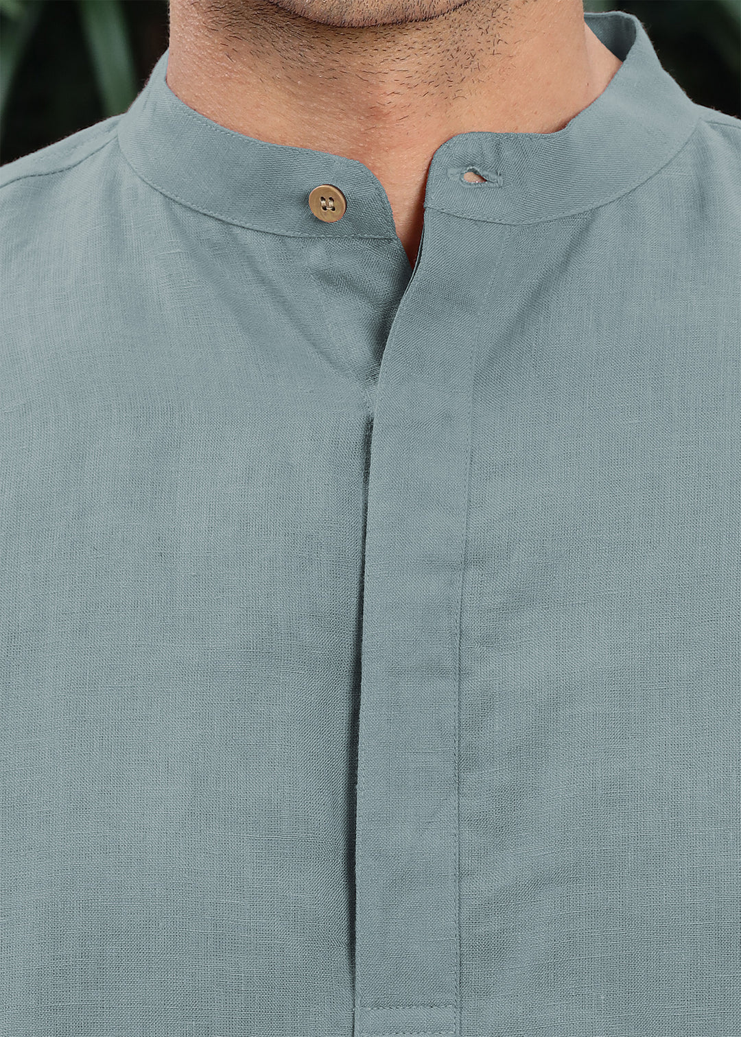 Sid Kurta - Pure Linen Kurta with Concealed Placket - Mineral Grey