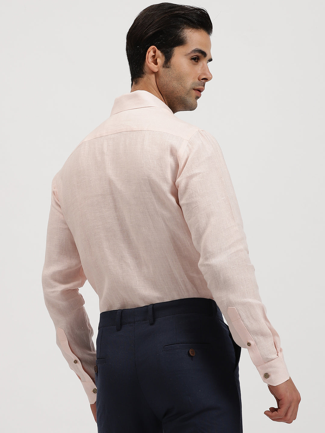 Austin - Pure Linen Button Down Full Sleeve Shirt - Light Pink