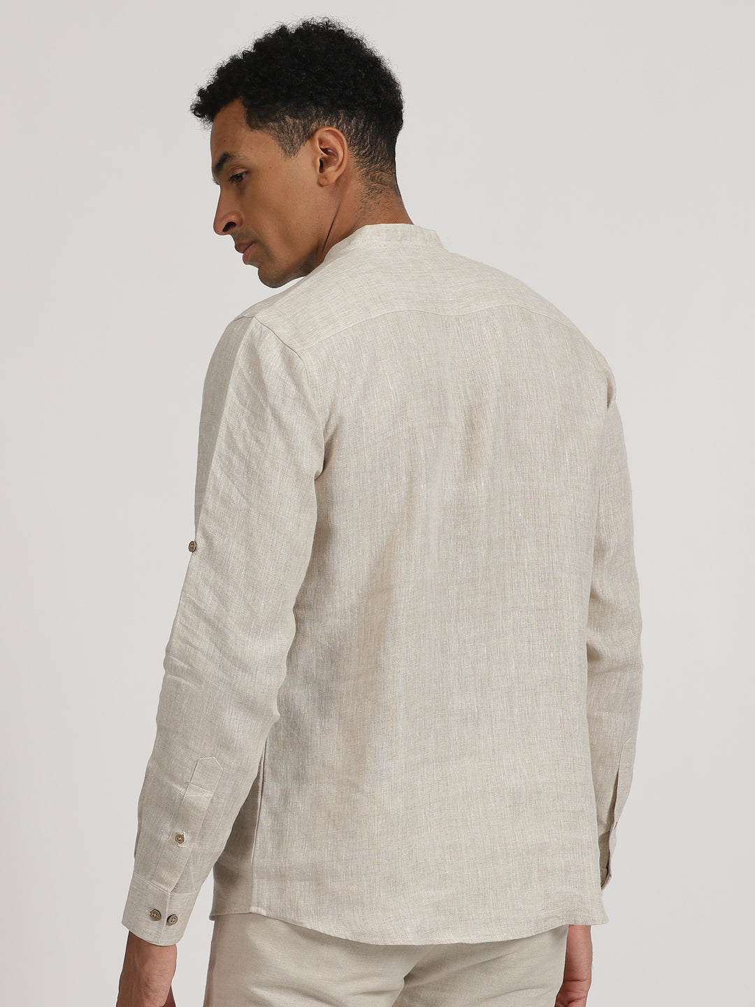 Kai - Pure Linen Embroidered Long Sleeve Shirt - Ecru