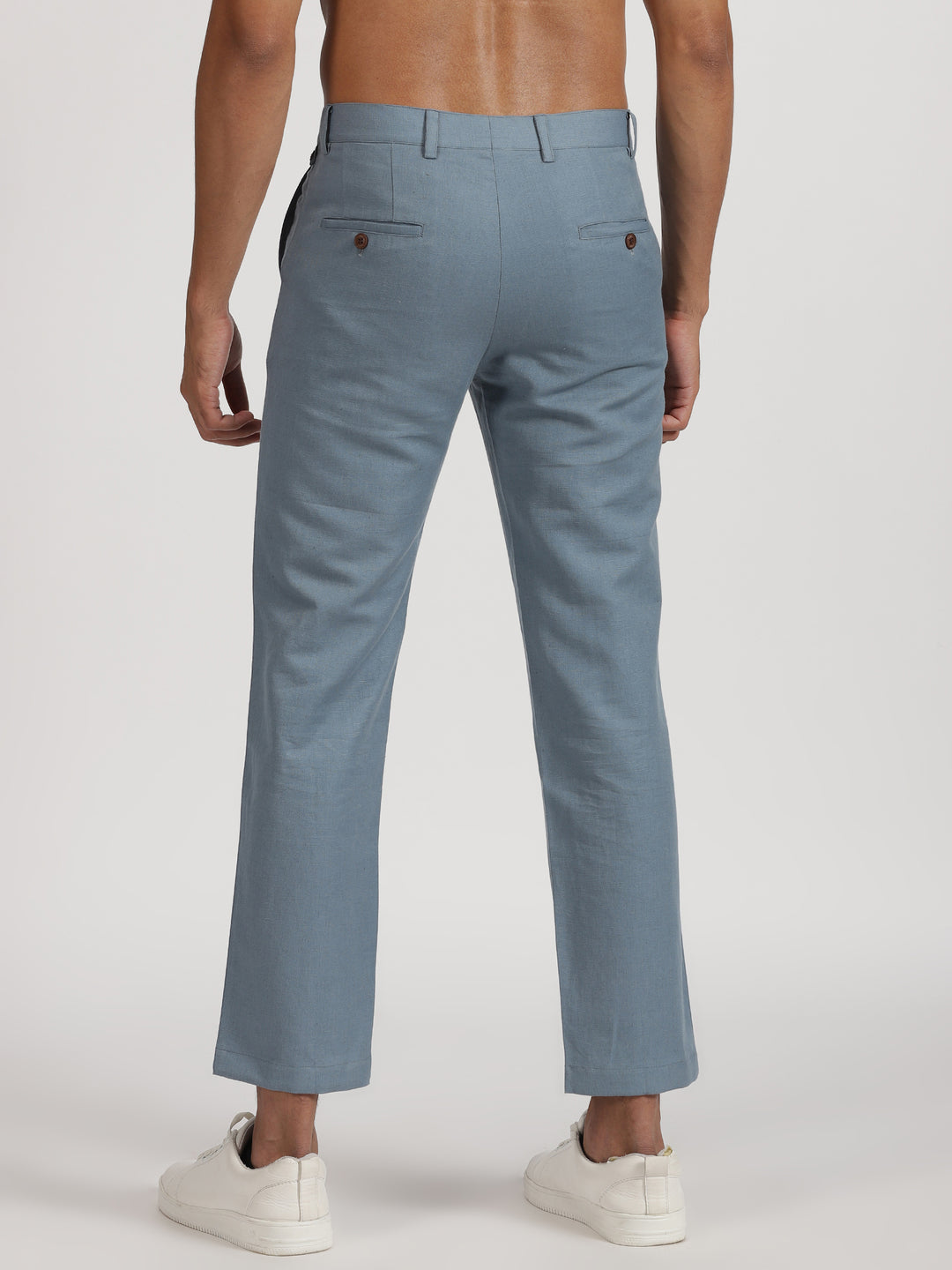 Ian Chino Pants - Men's Linen Trousers - Teal Blue