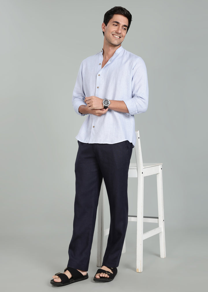 Ray Pants - Pure Linen Pants - Regal Blue