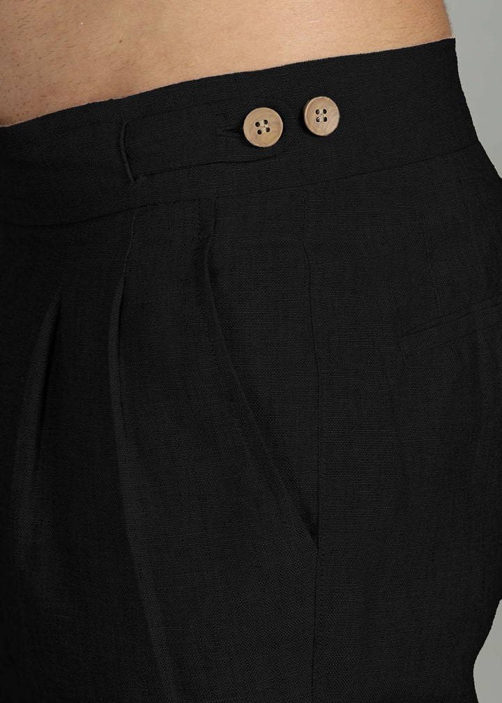 Juan - Pure Linen Italian Inspired Formal Trousers – Black