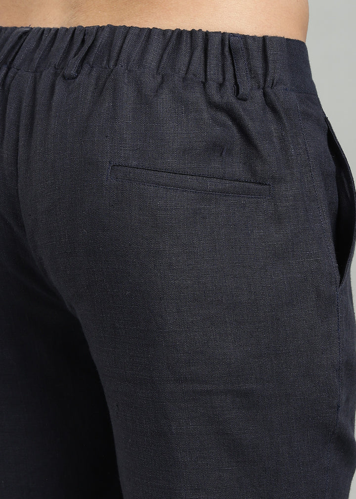 Aire - Relaxed Elastic Pure Linen Trousers - Regal Blue