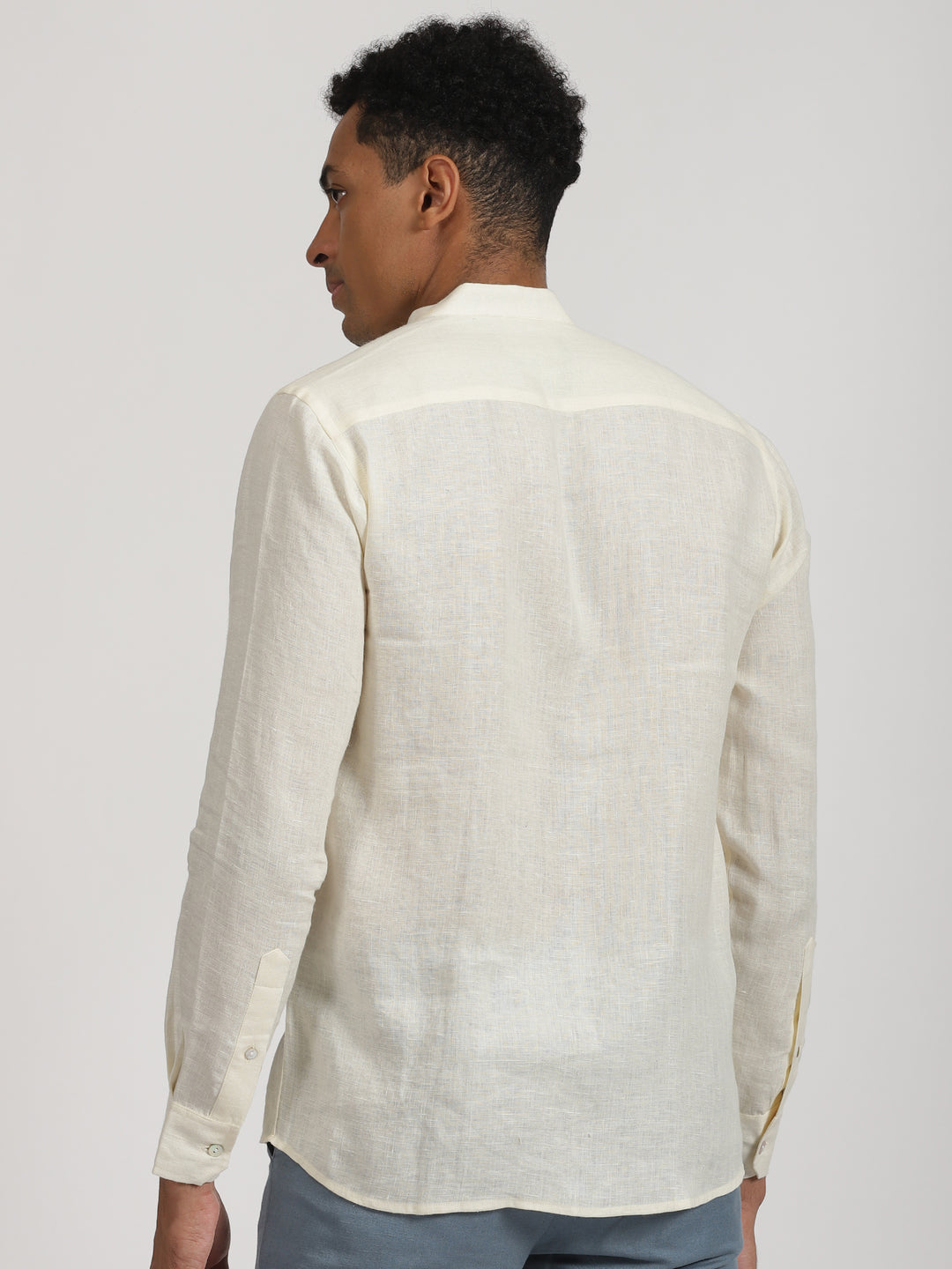Nick - Pure Linen Hand Embroidered Full Sleeve Shirt - Ivory