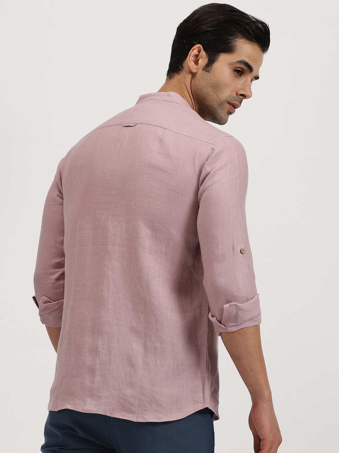 Luca - Pure Linen Double Pocket Full Sleeve Shirt - Lilac | Rescue