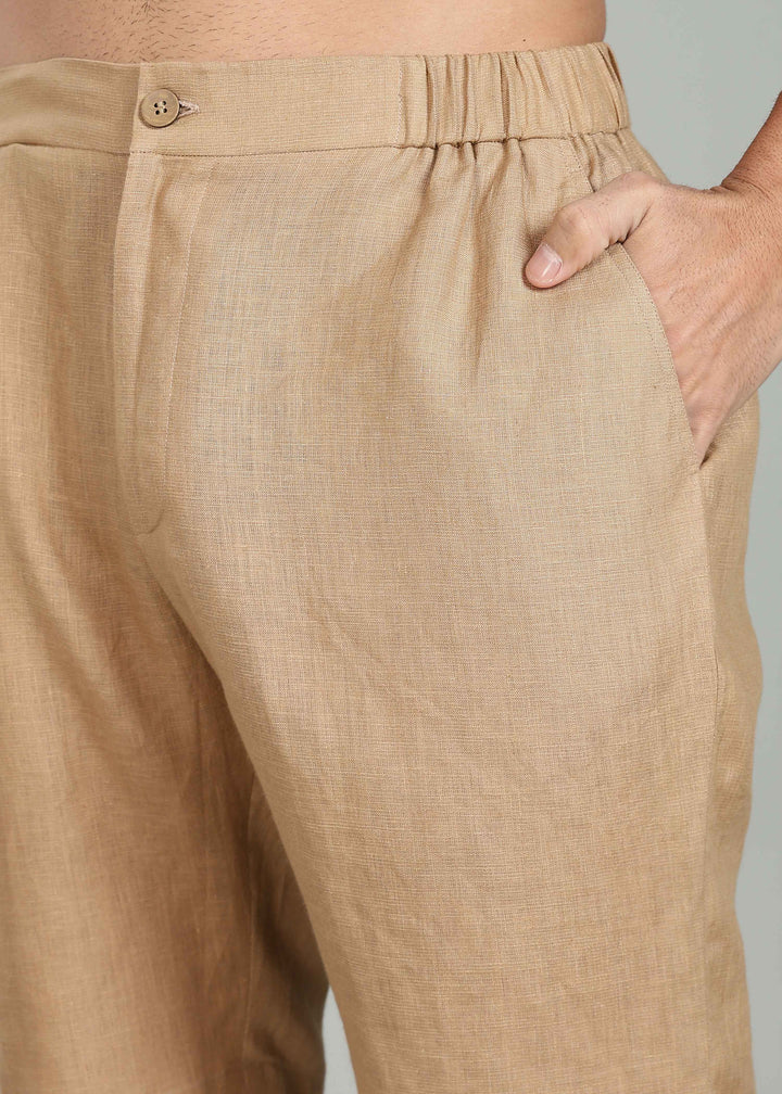 Milo Shorts - Pure Linen Shorts - Oakwood Brown