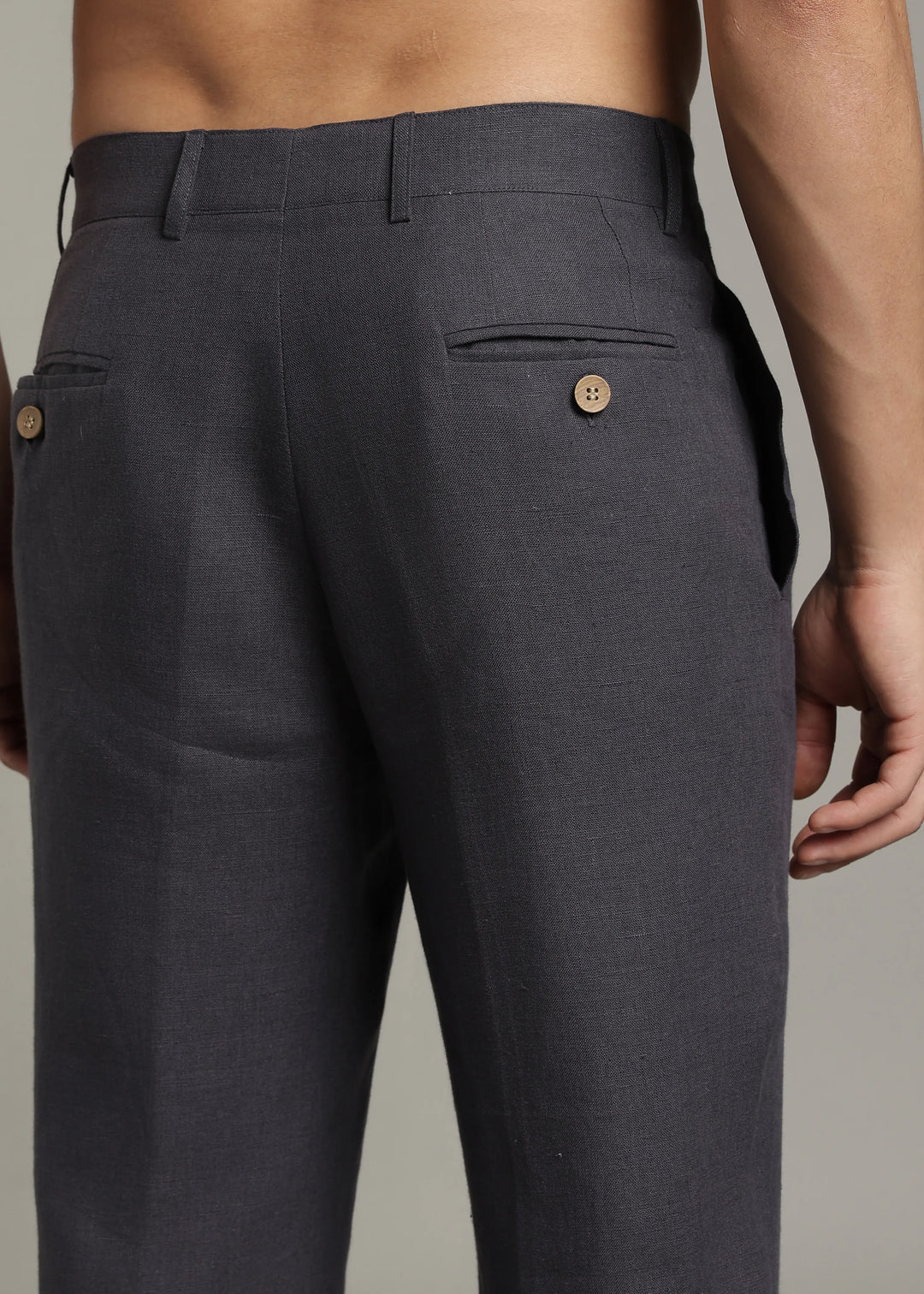 Calvin - Pure Linen Double Pleated Trousers - Seal Grey