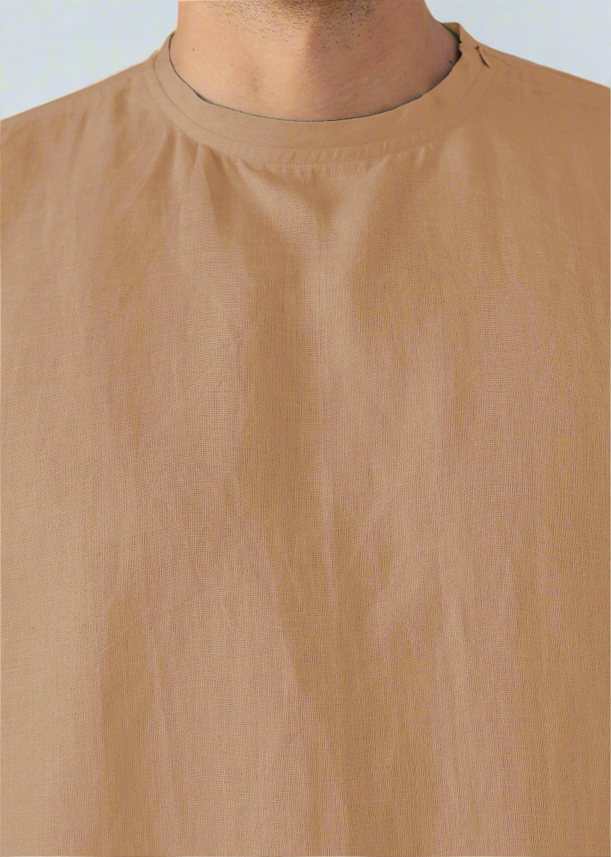 Morgan - Pure Linen Short Sleeve T-Shirt - Oakwood Brown