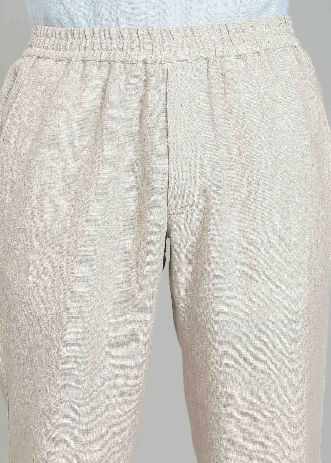 Ivo -  Pure Linen Casual Relaxed Elastic Pants - Ecru