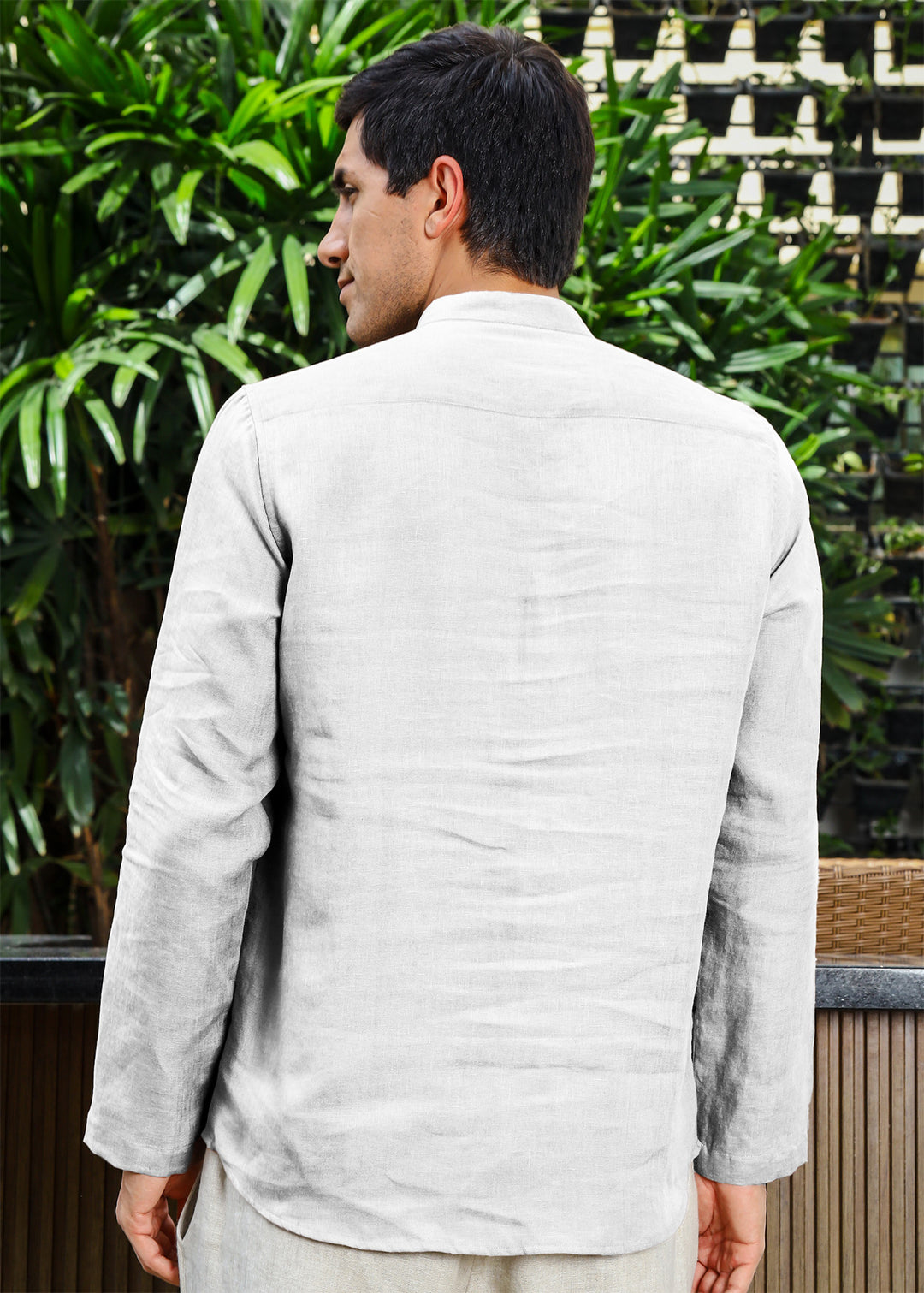 Shurta - Pure Linen Full Sleeve Short Kurta Shirt - Cloud White