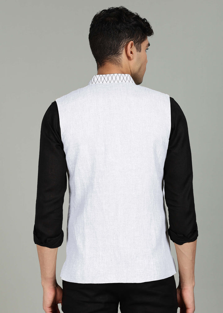 Kabir Nehru Pure Linen Jacket - White