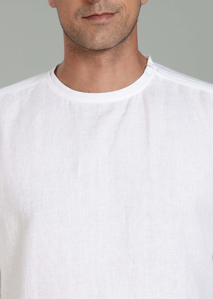 Nash - Pure Linen Oversized T shirt - White