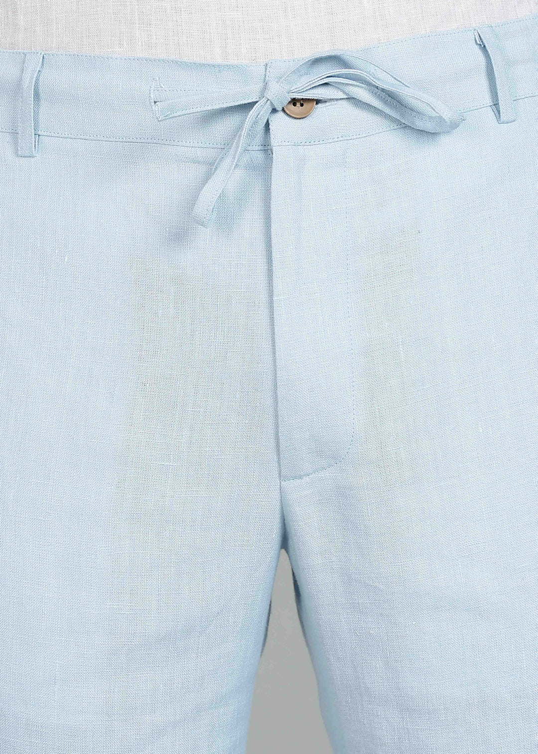 Theo - Linen Travel Pants - Pastel Blue
