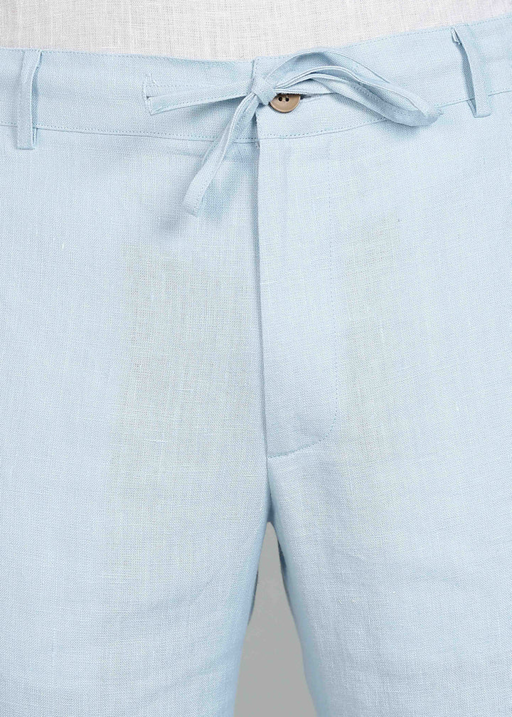 Theo - Linen Travel Pants - Pastel Blue