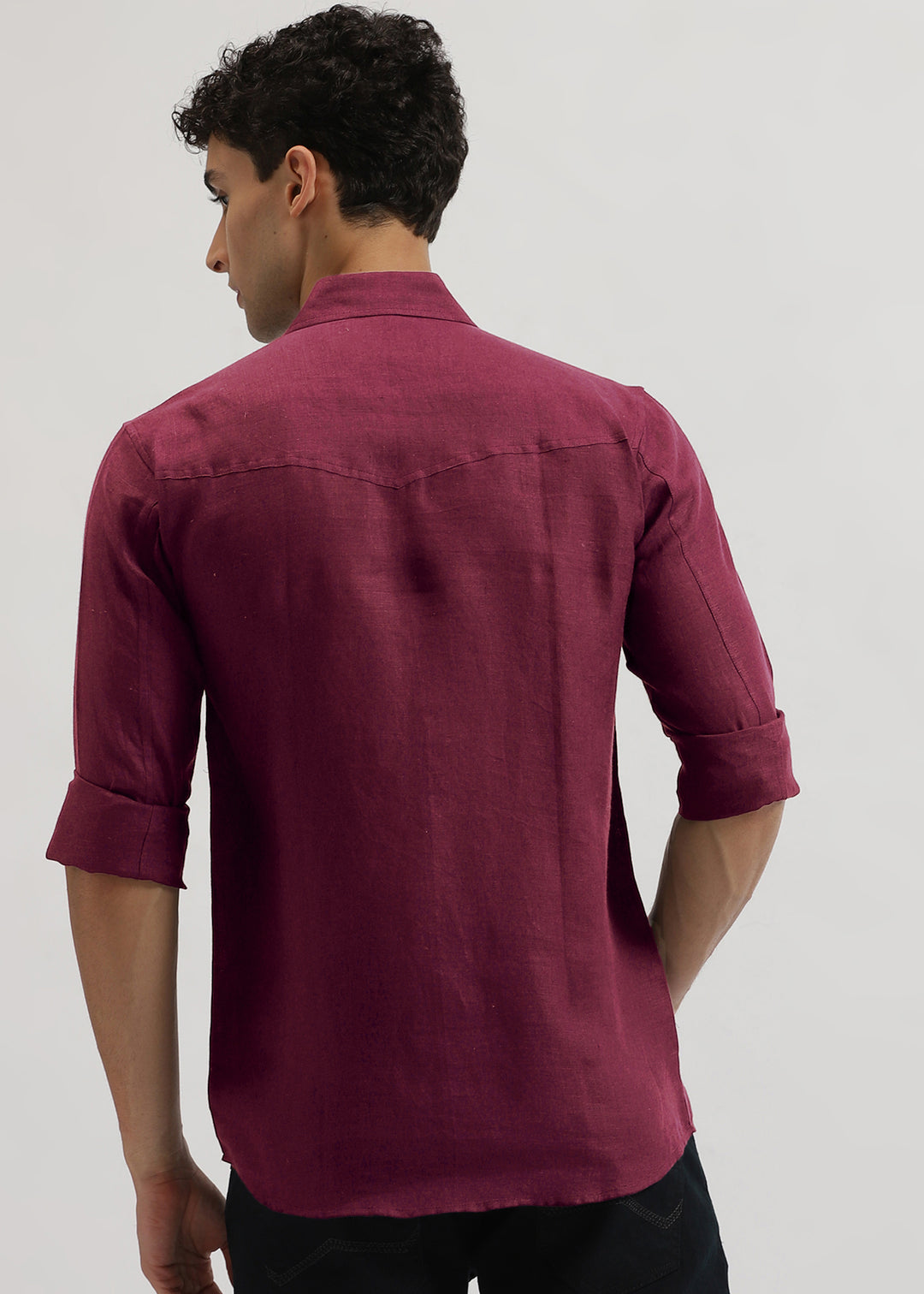 Thomas - Pure Linen Double Pocket Full Sleeve Shirt - Twilight Purple