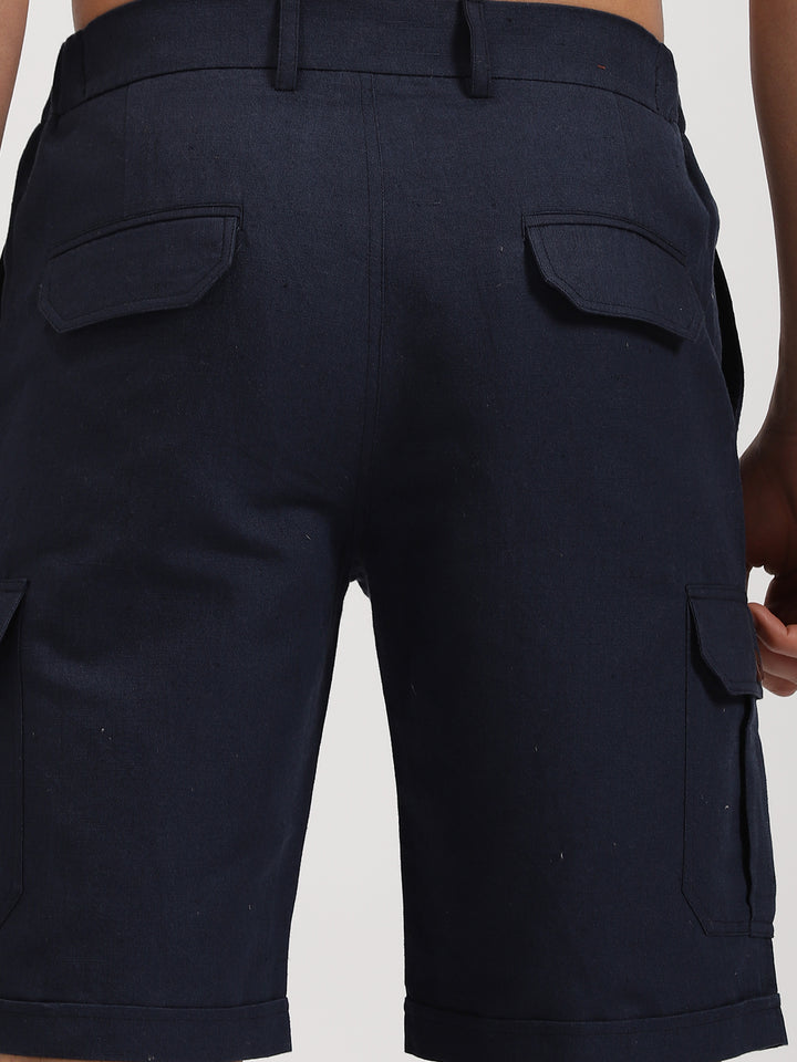 Reed - Linen Shorts - Navy (Factory Rescue)