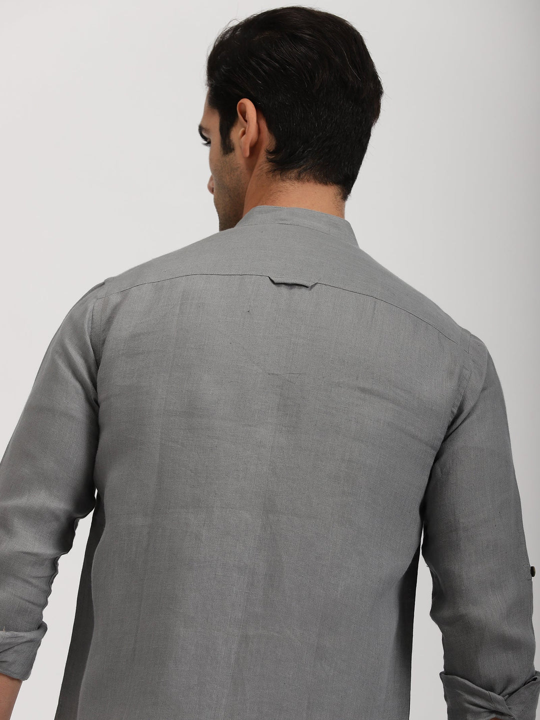 Luca - Pure Linen Double Pocket Full Sleeve Shirt - Slate Grey | Rescue