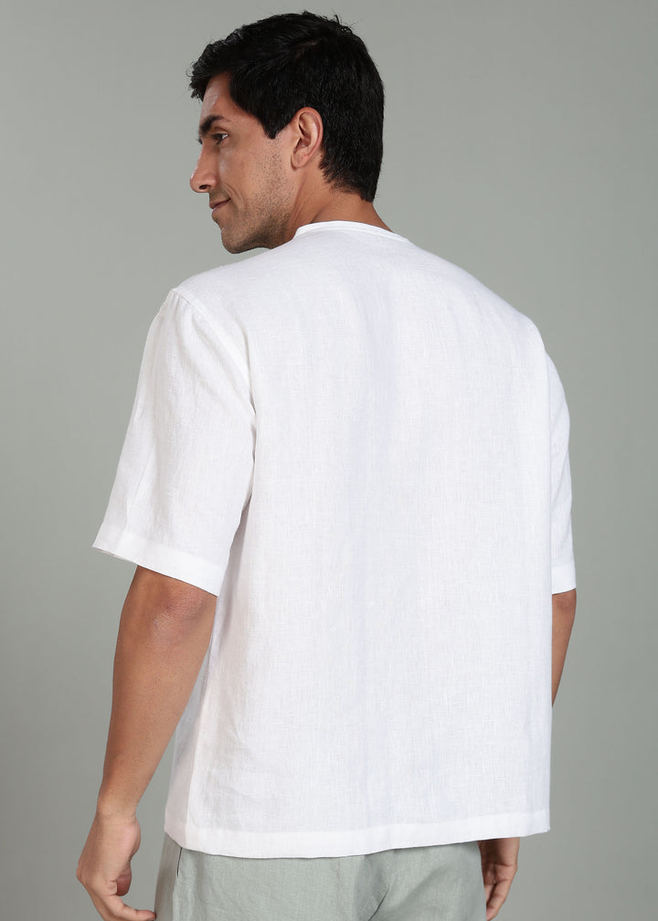 Nash - Pure Linen Oversized T shirt - White