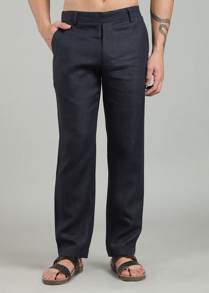 Aire - Relaxed Elastic Pure Linen Trousers - Regal Blue