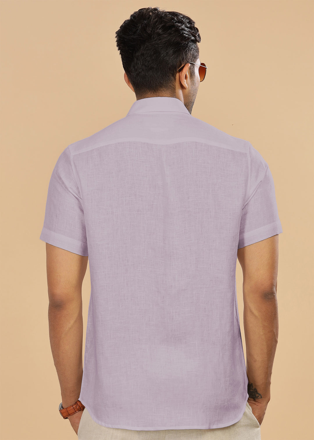 Ted - Pure Linen Short Sleeve Shirt - Cameo Pink