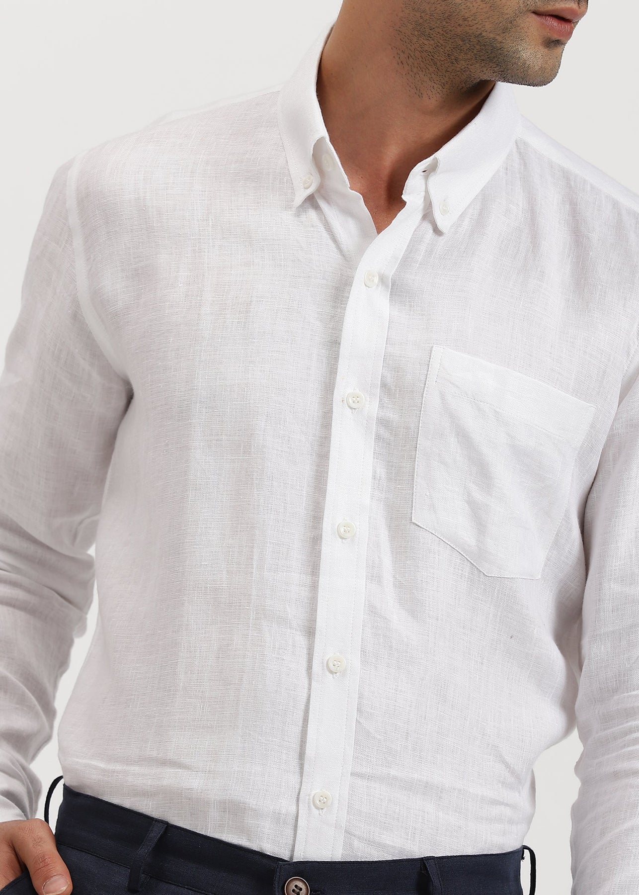 Linen Button Down White Buttoned Down Pure Full Sleeve Linen Shirt – Linen Trail