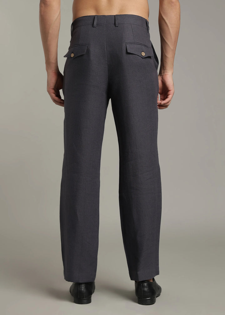 Ray - Pure Linen Trousers - Seal Grey