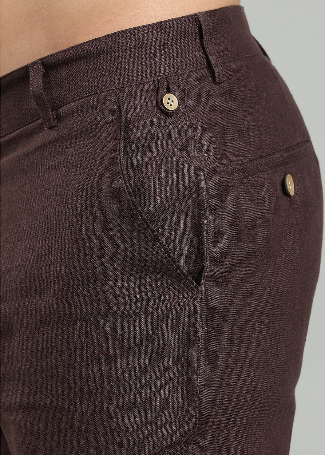 Neil - Pure Linen Trousers - Cocoa Brown