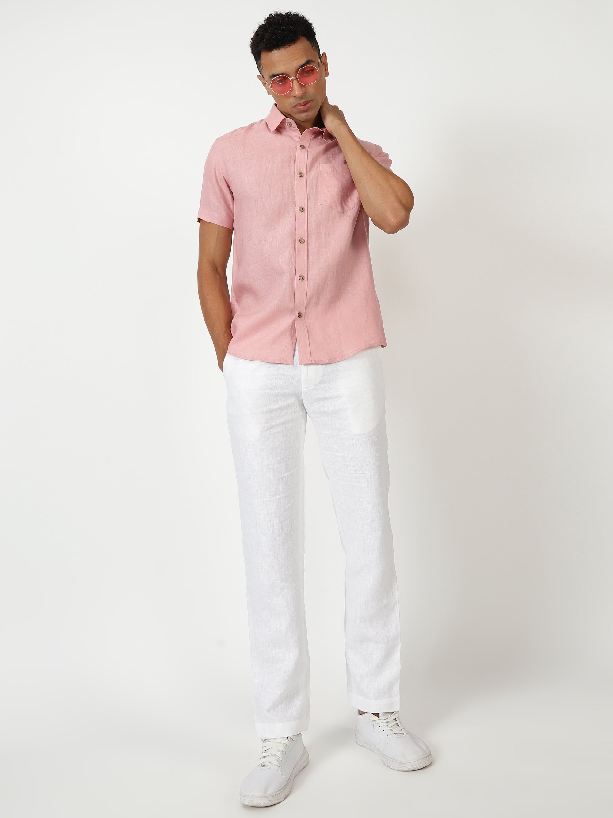 Buy Ivory White Linen Trouser | Beyours