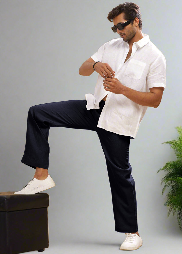 Breeze- Linen Casual Elastic Pants -  Regal Blue