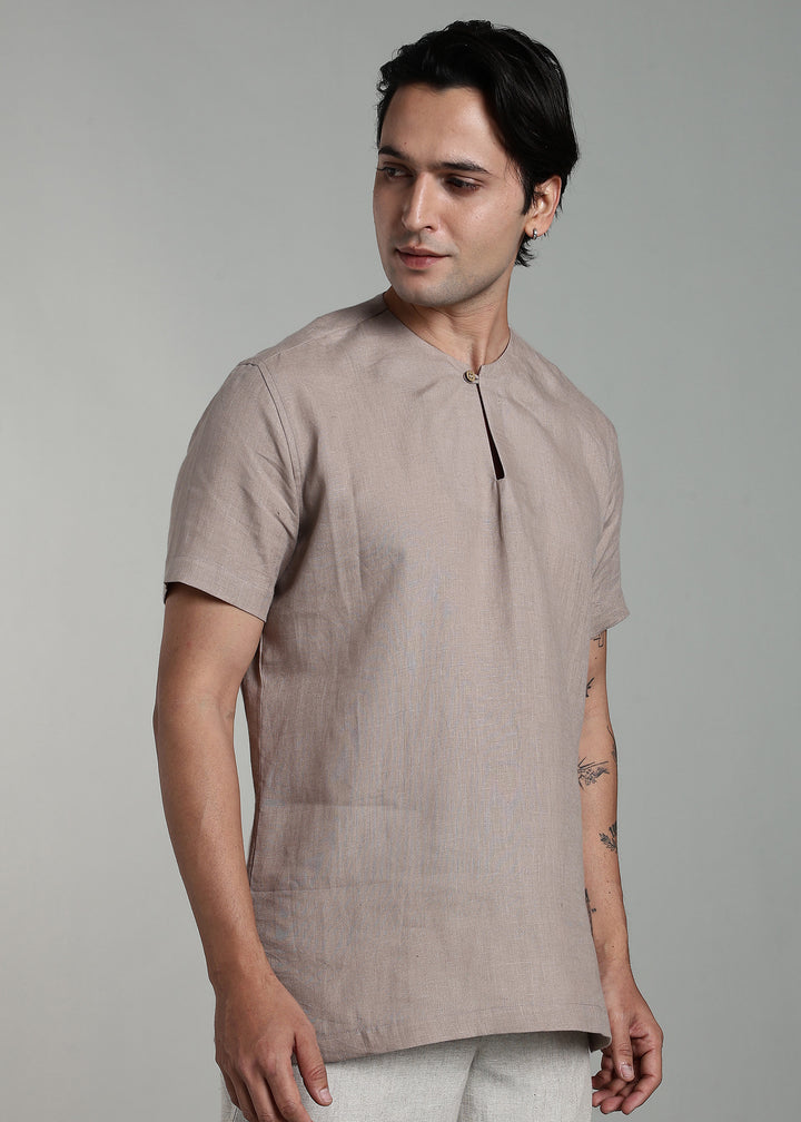 Alio - Pure Linen Relaxed T Shirt - Fawn Pink