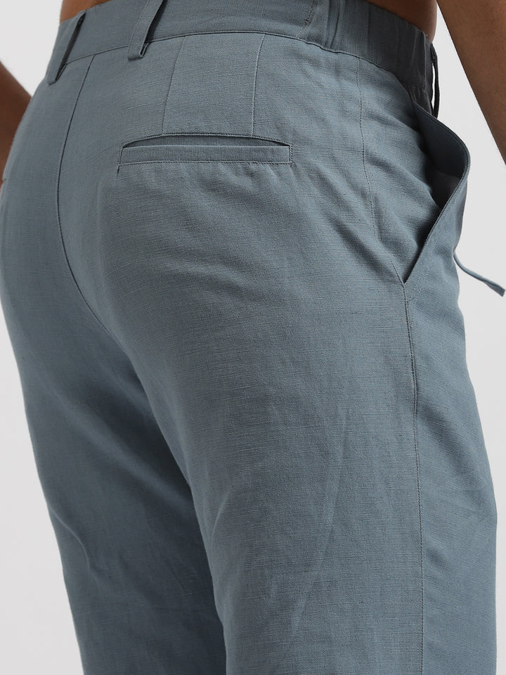 Theo - Linen Travel Pants - Teal Blue