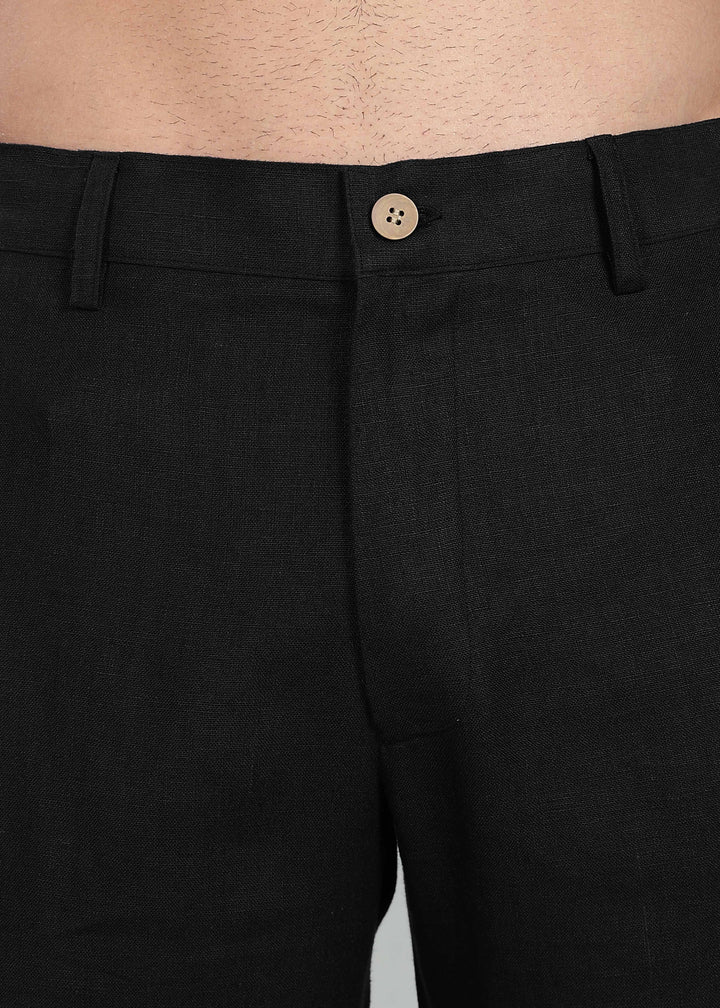 Ray Pants - Pure Linen Pants - Black