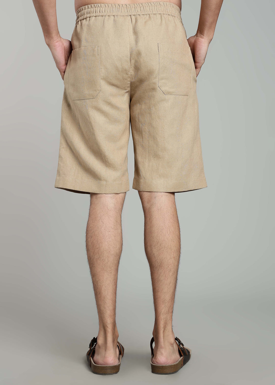 Oris - Pure Linen Relaxed Fit Shorts with Elastic Waistband and Drawstring - Light Hazelnut Brown