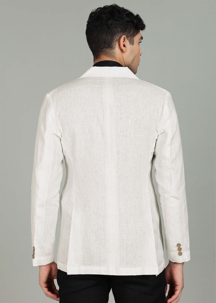 Otis - No Lining Jacket with Black Detailing - Ecru