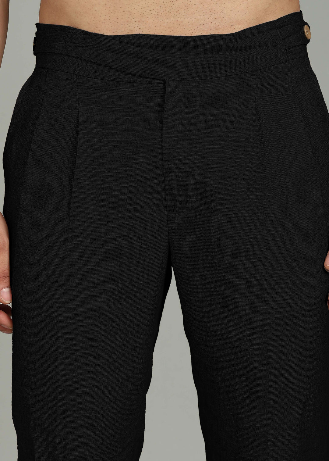 Juan - Pure Linen Italian Inspired Formal Trousers – Black