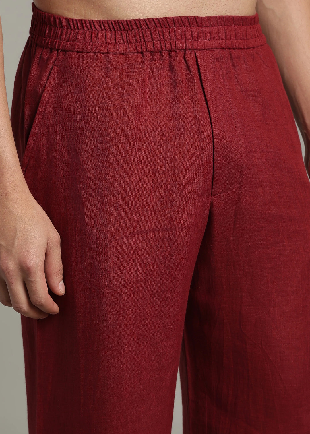 Palat - Pure Linen Kurta and Pant Co-ord Set - Red Wine