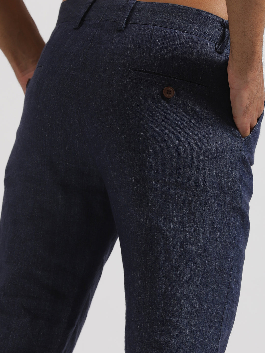 Ian Pure Linen Trousers - Denim Blue