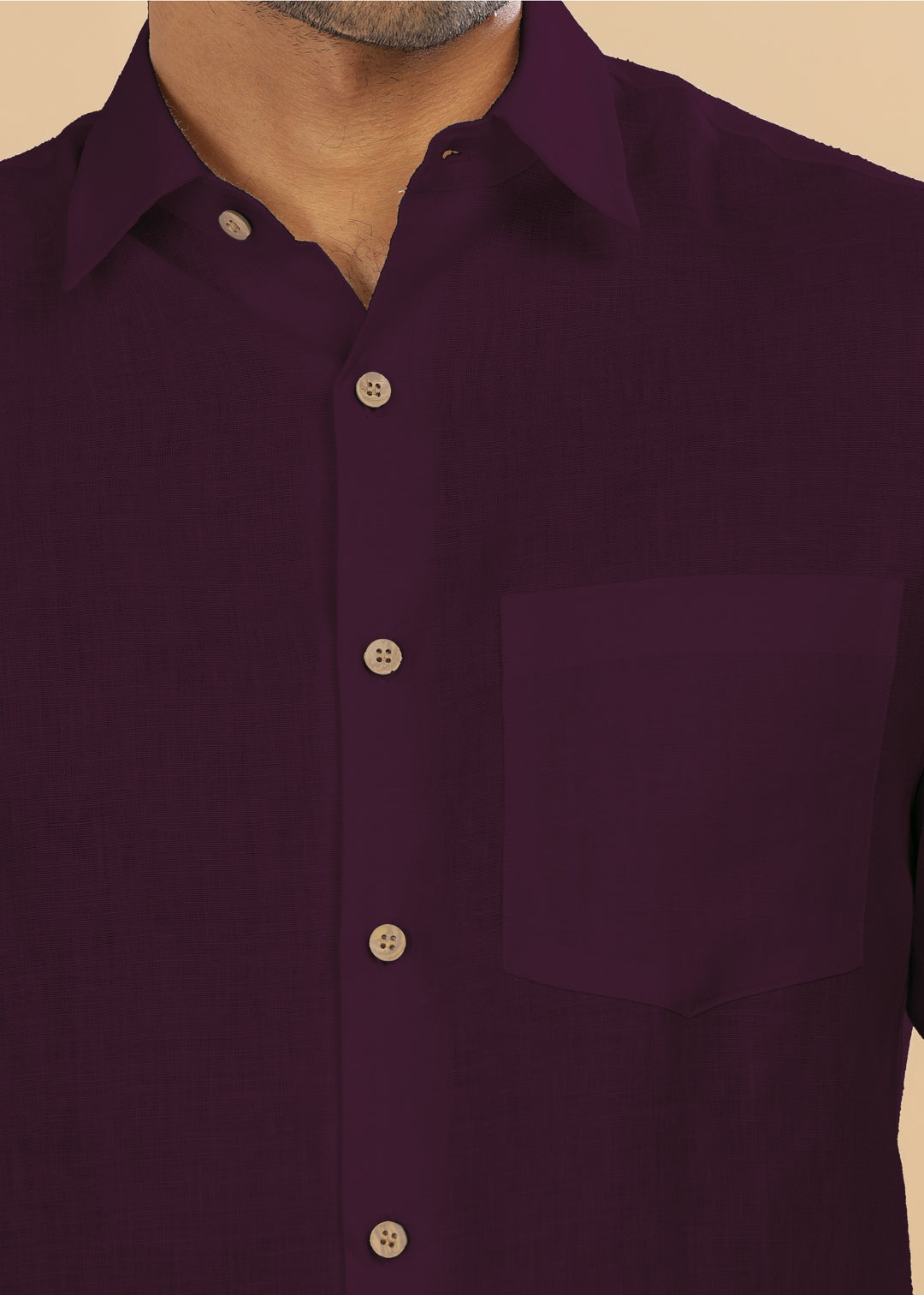 Ted - Pure Linen Full Sleeve Shirt - Dark Purple
