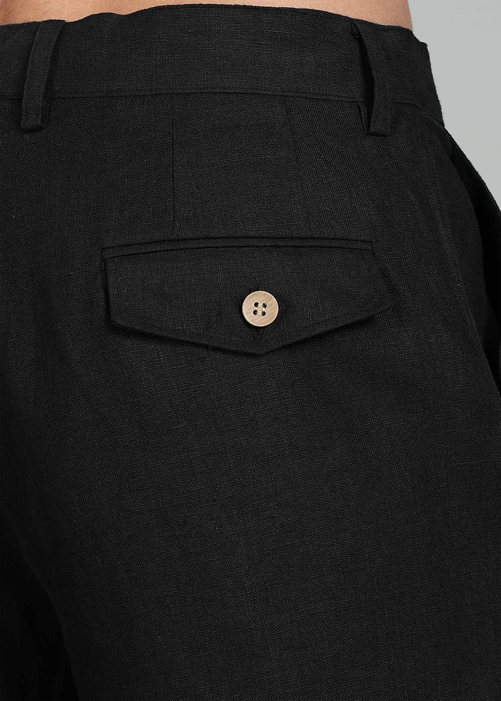 Ray Pants - Pure Linen Pants - Black